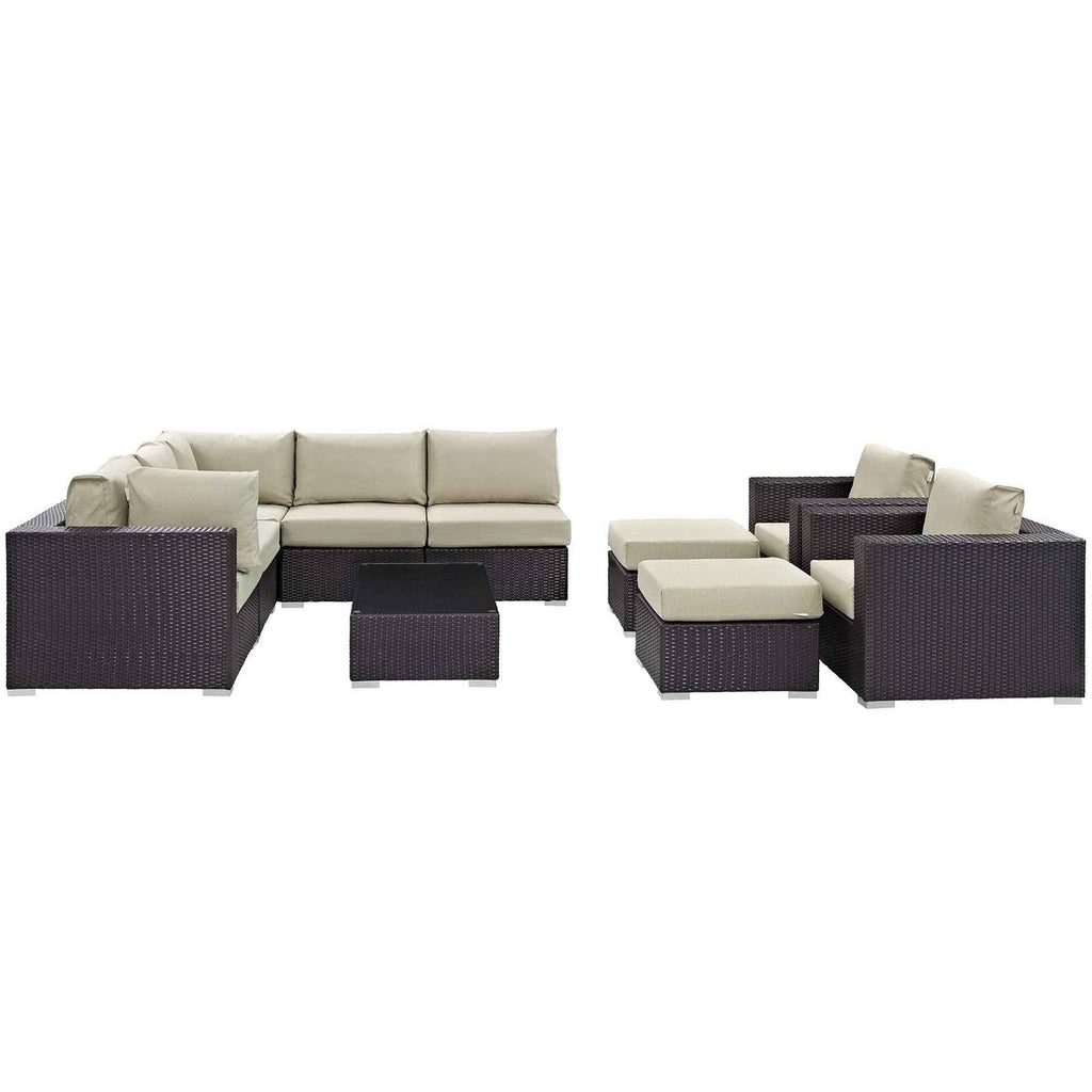 Patio Elegance Outdoor Sectional Set - 10-Piece Convene Lounge Set by Modway Patio Elegance