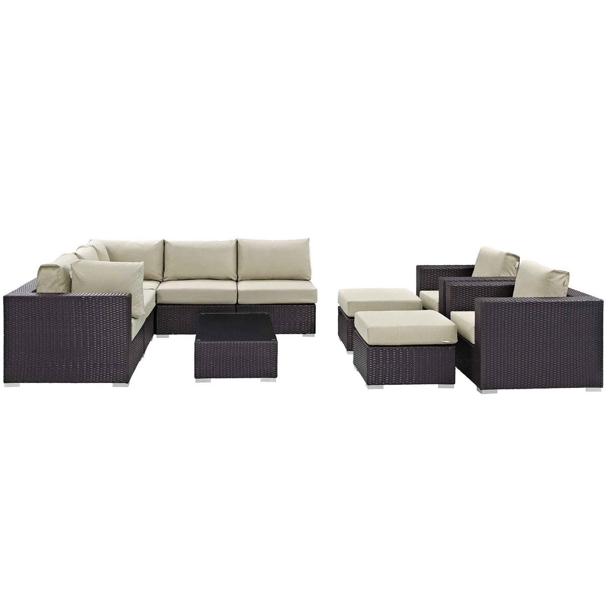 Patio Elegance Outdoor Sectional Set - 10-Piece Convene Lounge Set by Modway Patio Elegance