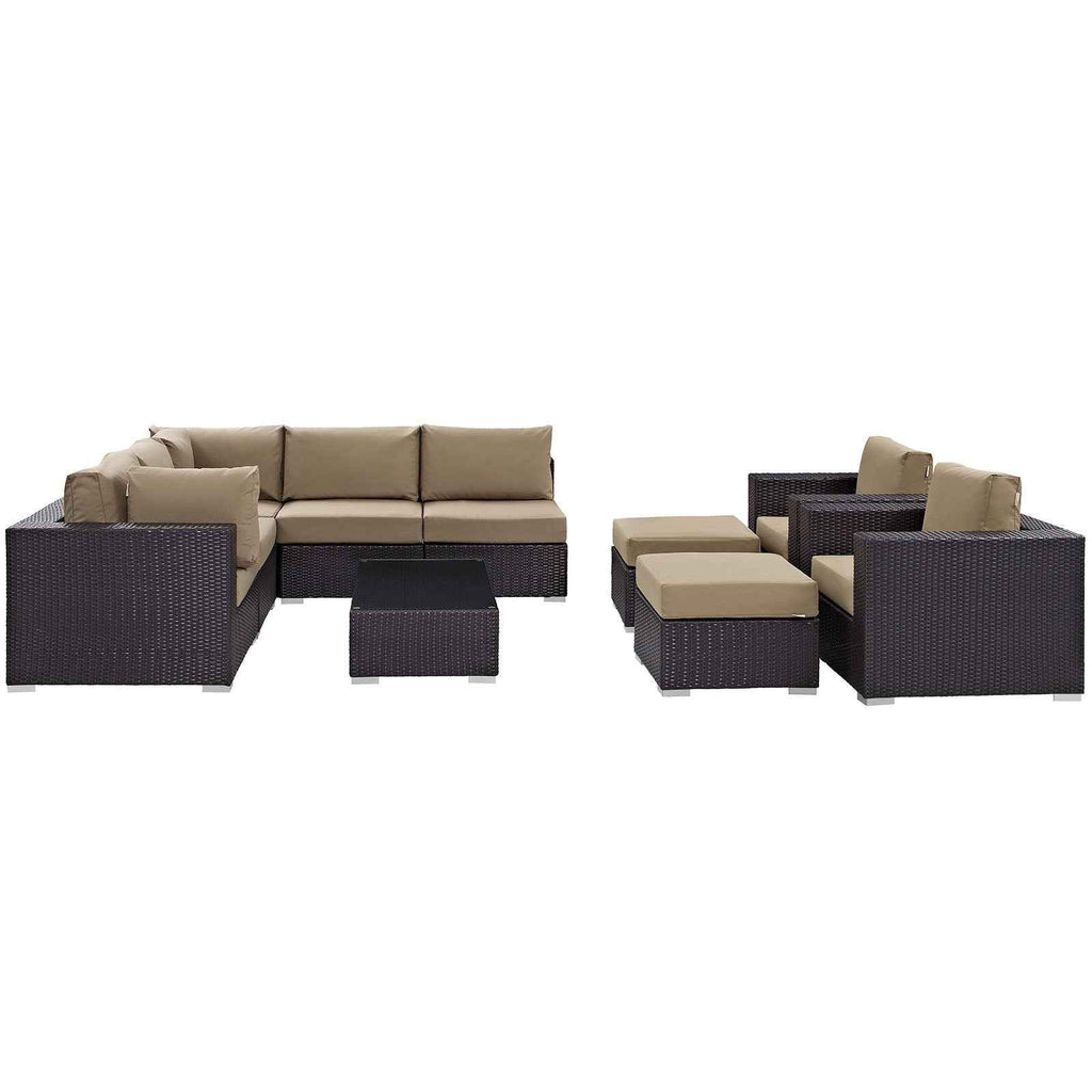 Patio Elegance Outdoor Sectional Set - 10-Piece Convene Lounge Set by Modway Patio Elegance