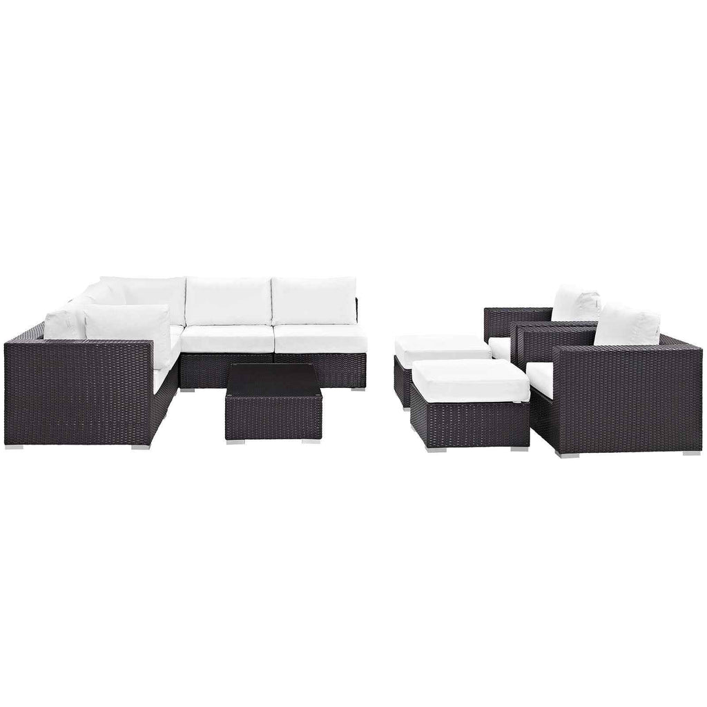 Patio Elegance Outdoor Sectional Set - 10-Piece Convene Lounge Set by Modway Patio Elegance