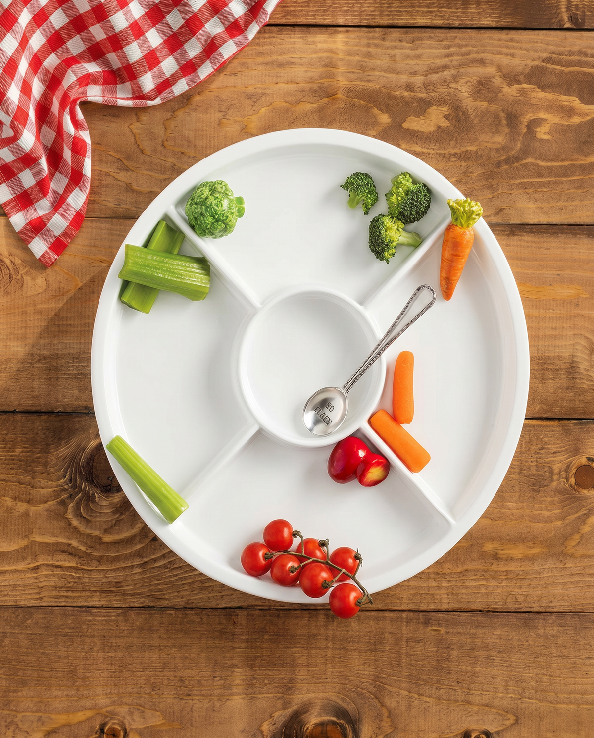 Veggie Icon Crudité Ceramic Server with Spoon Rust & Cinder