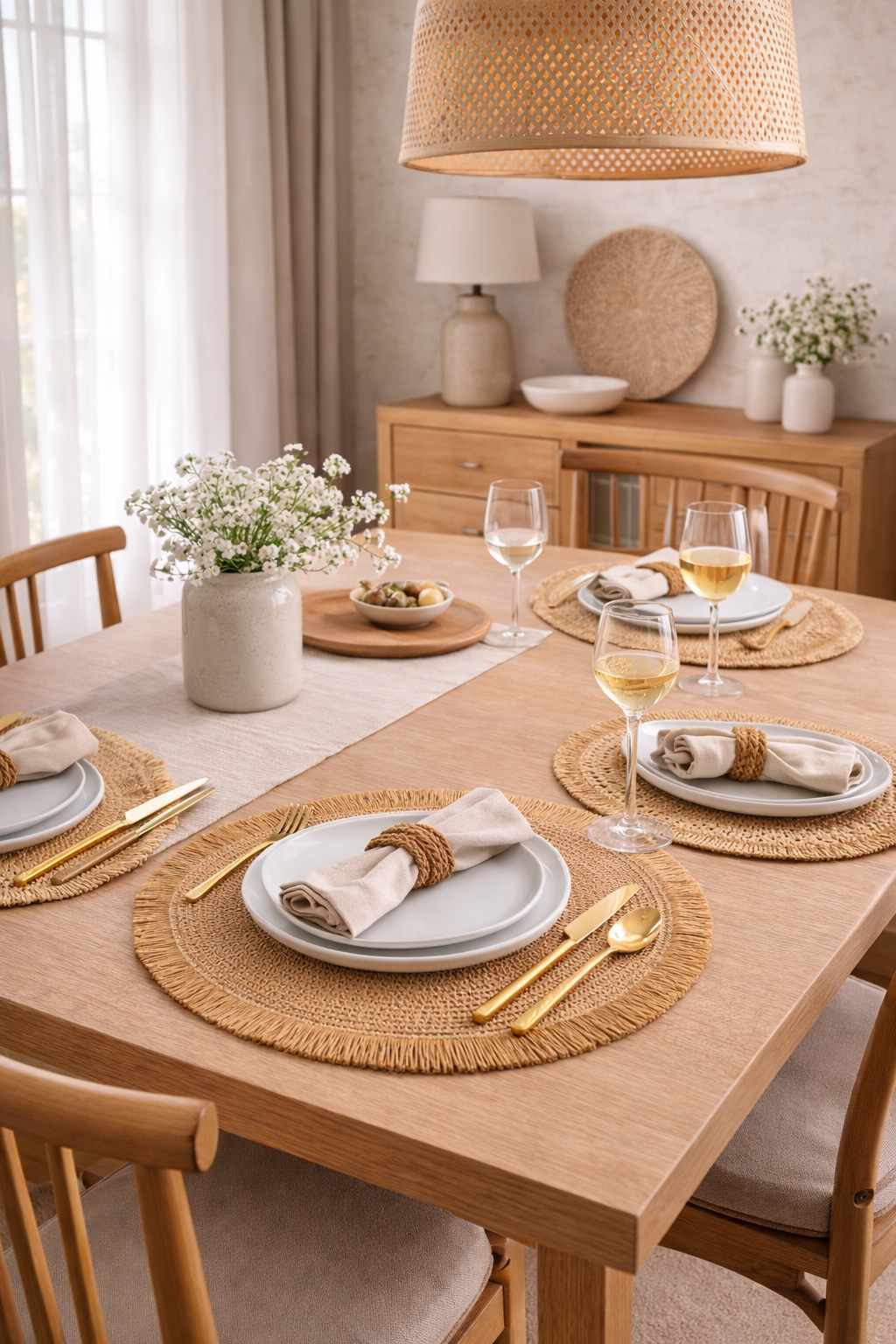 Santorini Straw Fringe Placemats - 15" Busa Designs