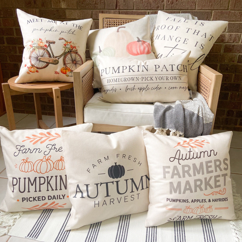 Happy Harvest Pillow Cover 18x18 inch Cotton and Crate