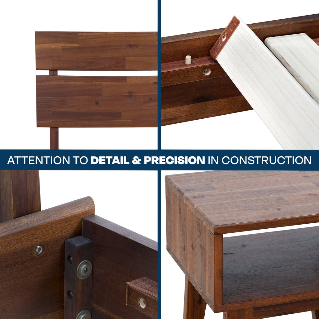 [Buy 1 Get 1] Aurora Solid Wood Bed Frame & Nightstand Megsu