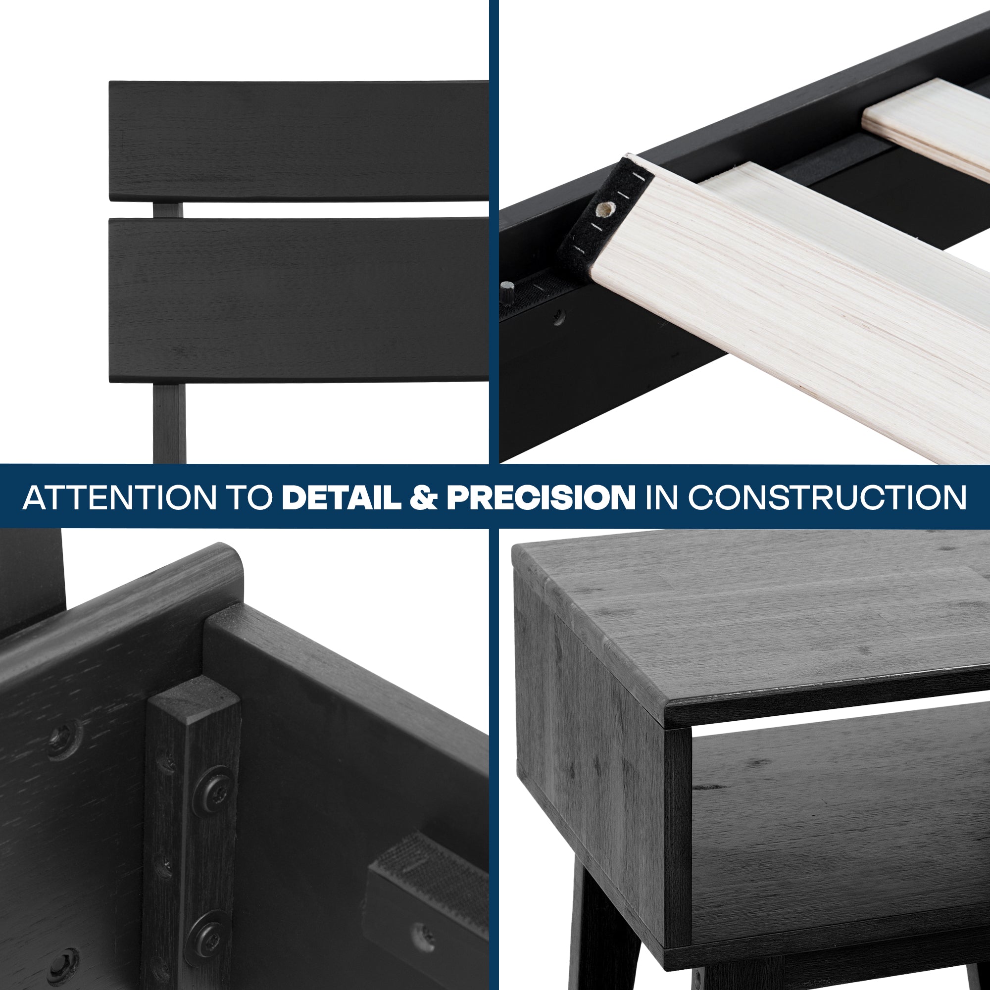 [Buy 1 Get 1] Aurora Solid Wood Bed Frame & Nightstand Megsu