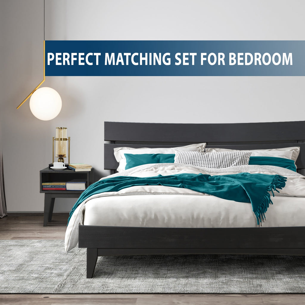 [Buy 1 Get 1] Aurora Solid Wood Bed Frame & Nightstand Megsu