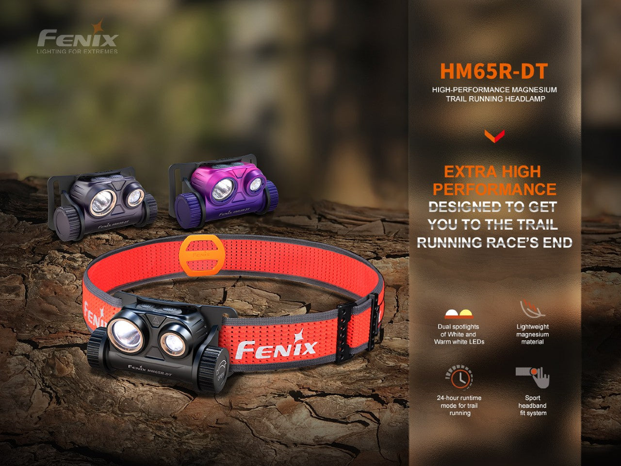 Fenix HM65R-DT Trail Running LED Headlamp Fenix Store