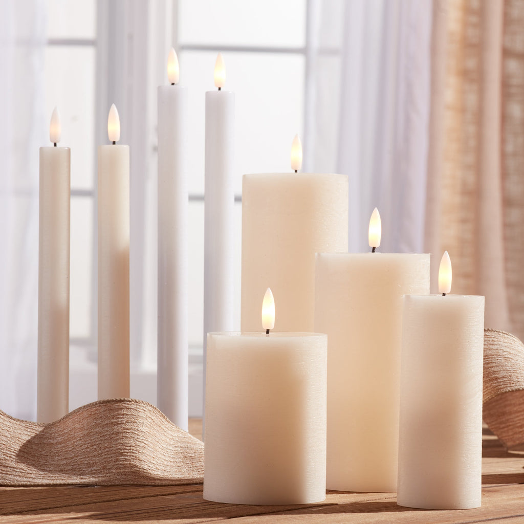 Ivory Wax 3D Flameless Pillar Candles Rust & Cinder