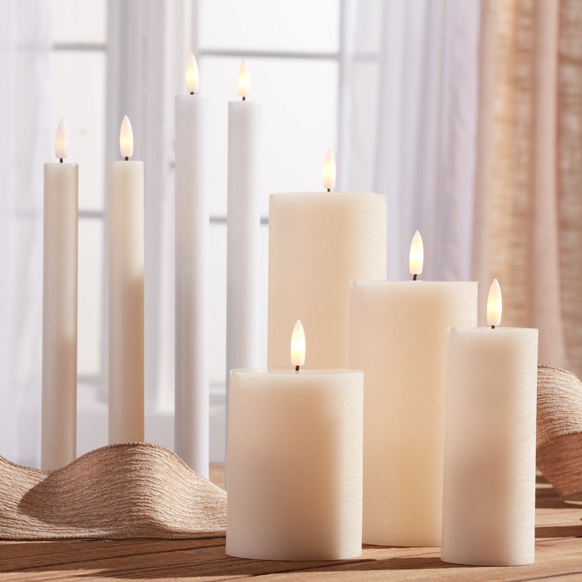 Ivory Wax 3D Flameless Pillar Candles Rust & Cinder