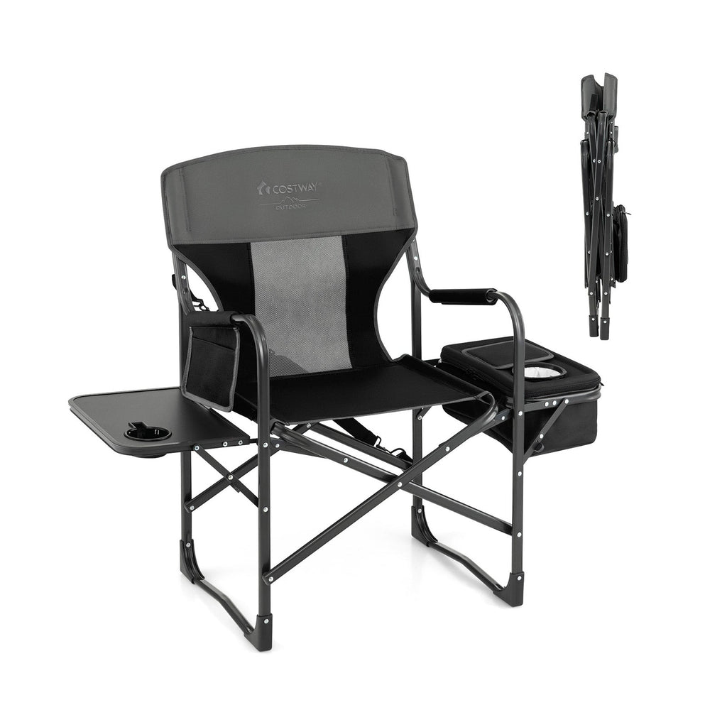 Folding Camping Directors Chair with Cooler Bag and Side Table DirectDeals