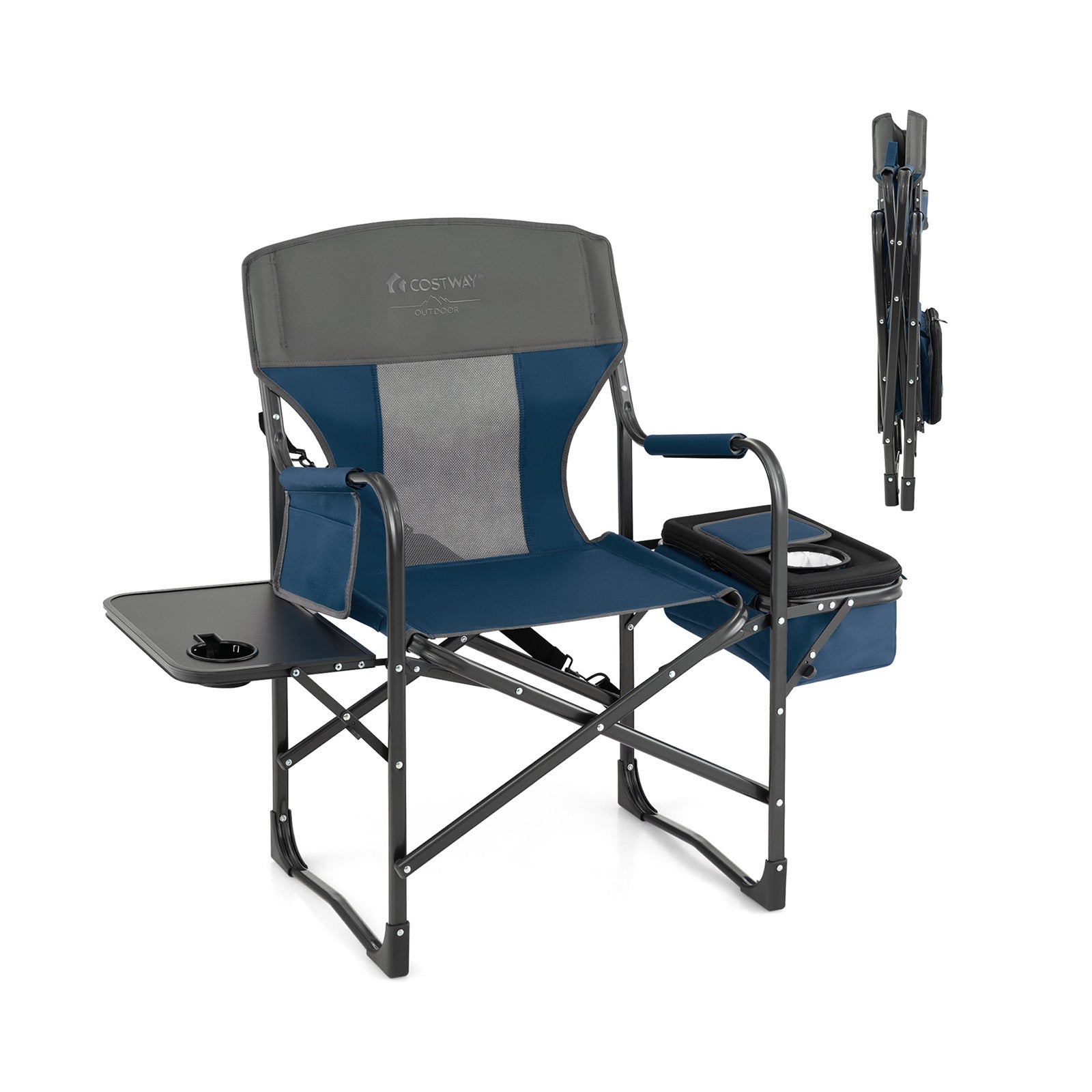 Folding Camping Directors Chair with Cooler Bag and Side Table DirectDeals