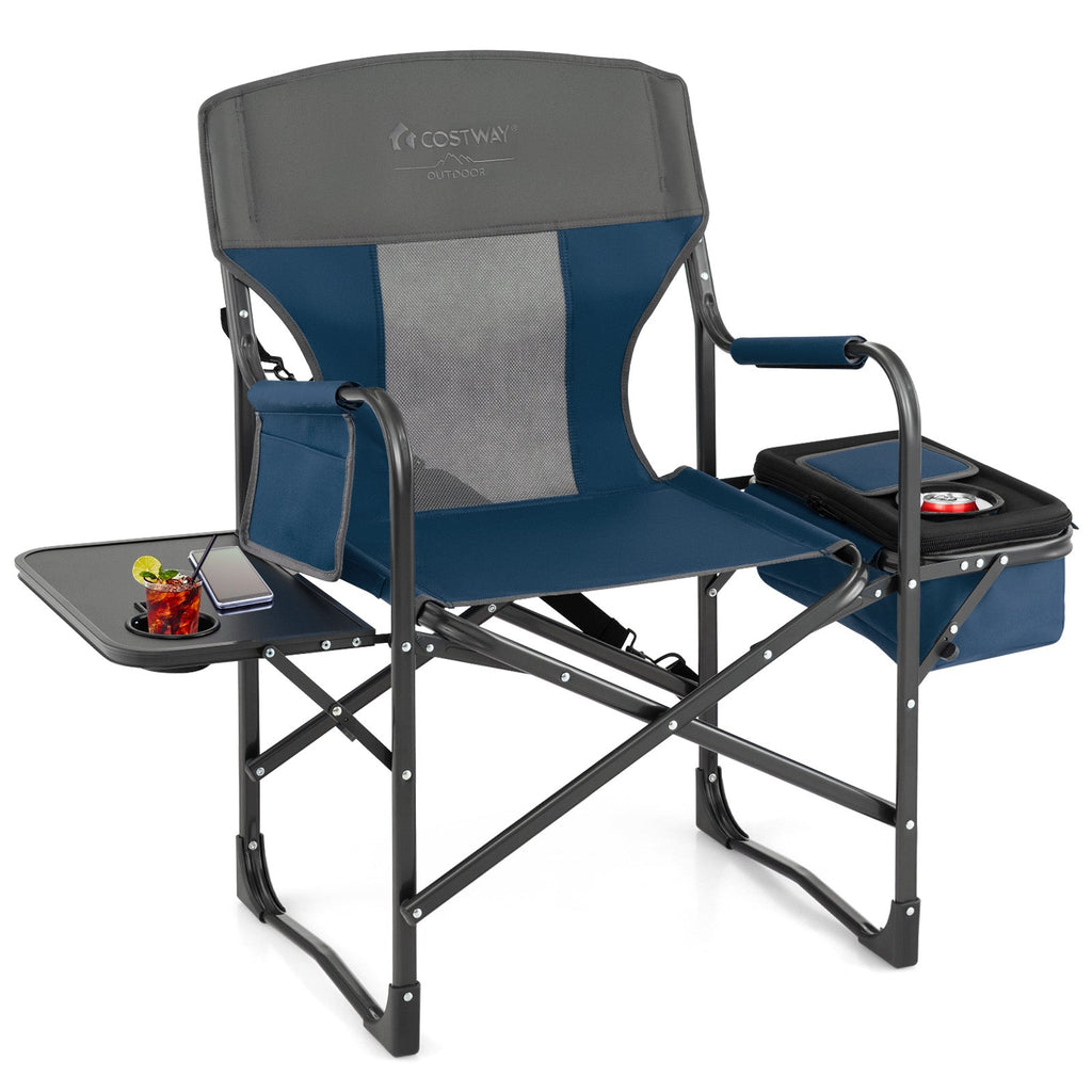 Folding Camping Directors Chair with Cooler Bag and Side Table DirectDeals