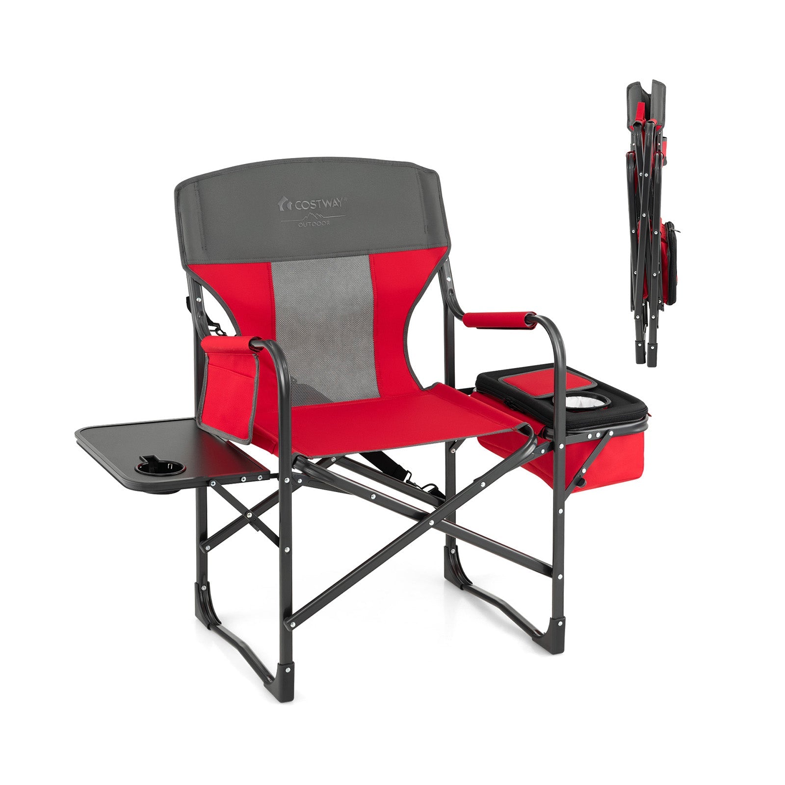 Folding Camping Directors Chair with Cooler Bag and Side Table DirectDeals