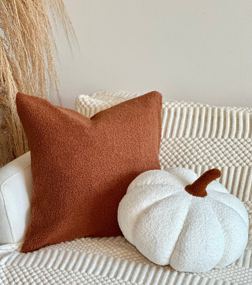 11” Jumbo Sherpa Ivory Pumpkin Pillow Busa Designs