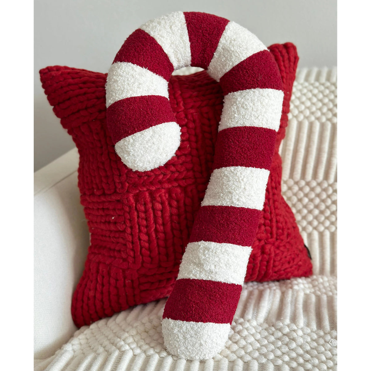 Candy Cane Shaped Pillow PREORDER Busa Designs