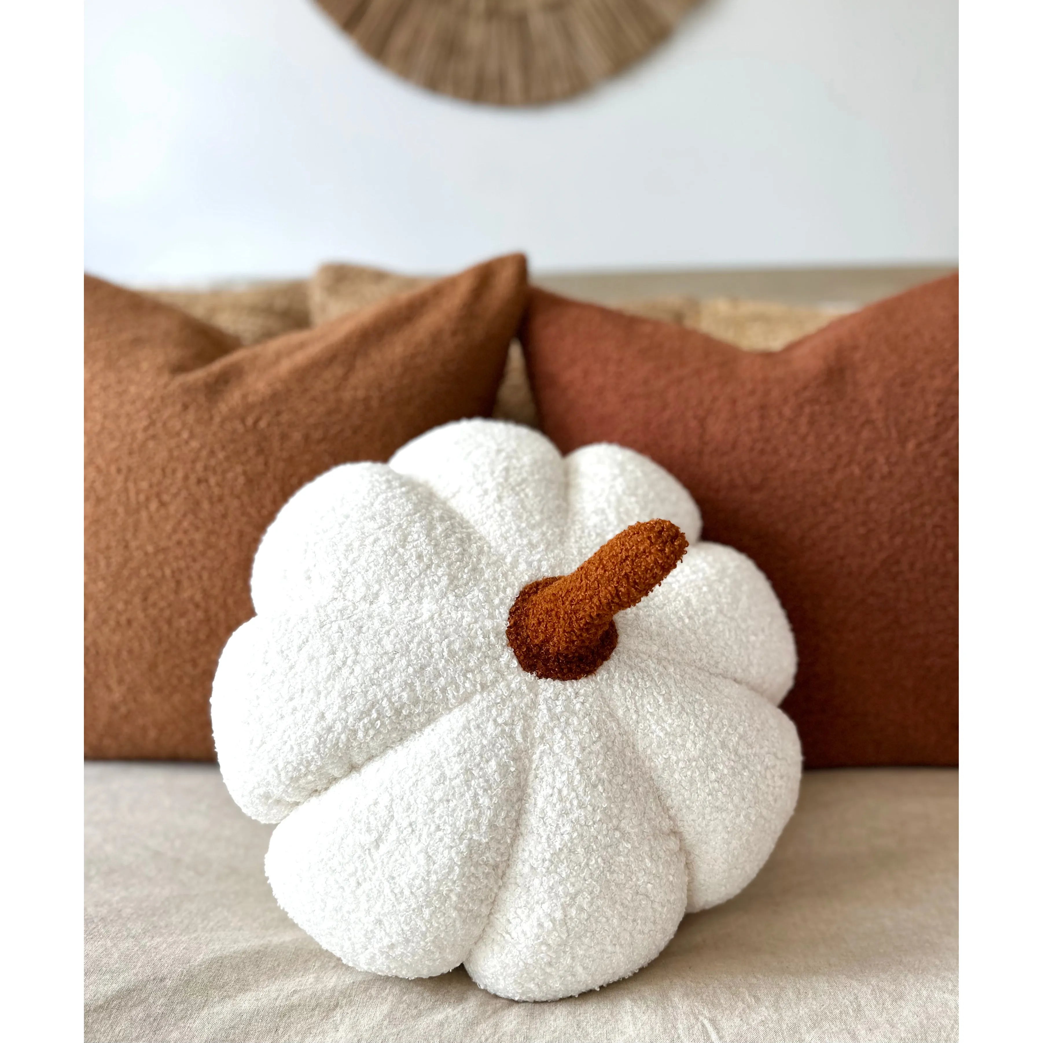 11” Jumbo Sherpa Ivory Pumpkin Pillow Busa Designs