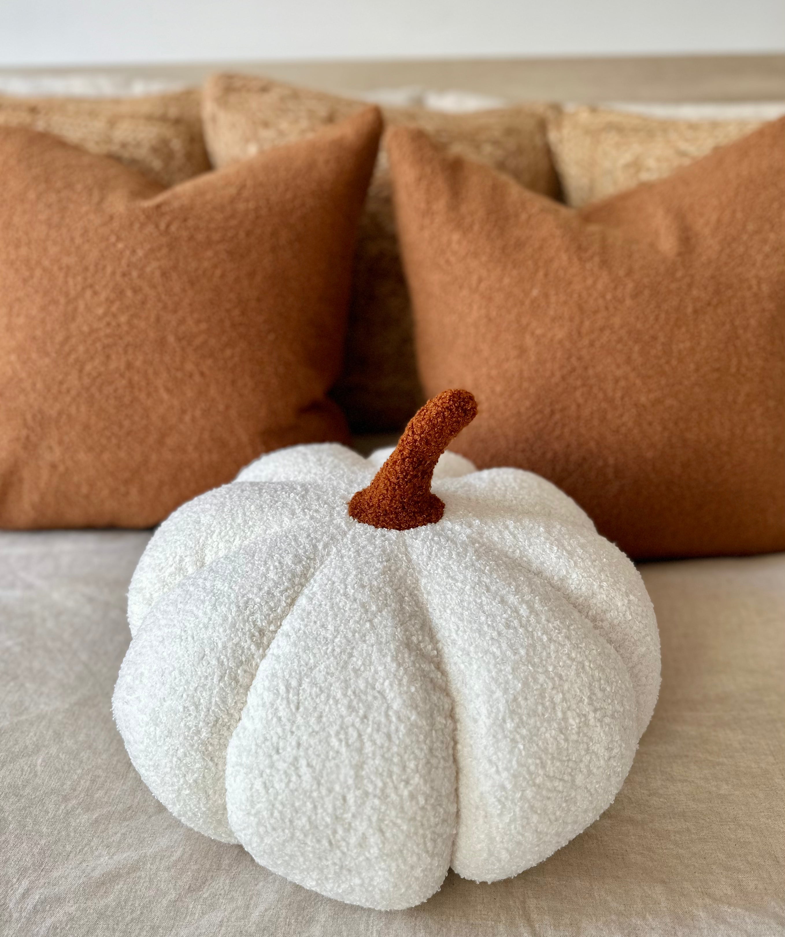 11” Jumbo Sherpa Ivory Pumpkin Pillow Busa Designs
