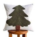 Forest Green Tufted Christmas Tree Pillow Cover Busa Designs