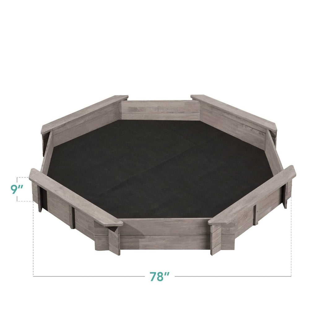 Outdoor Kid's Octagonal Sandbox in Grey Wood Finish HomePacific