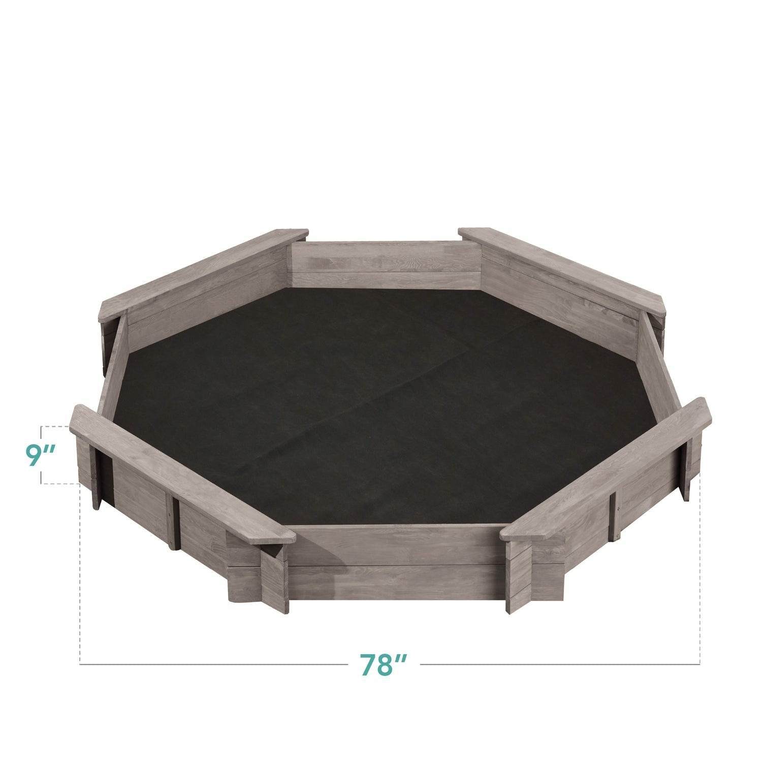 Outdoor Kid's Octagonal Sandbox in Grey Wood Finish HomePacific