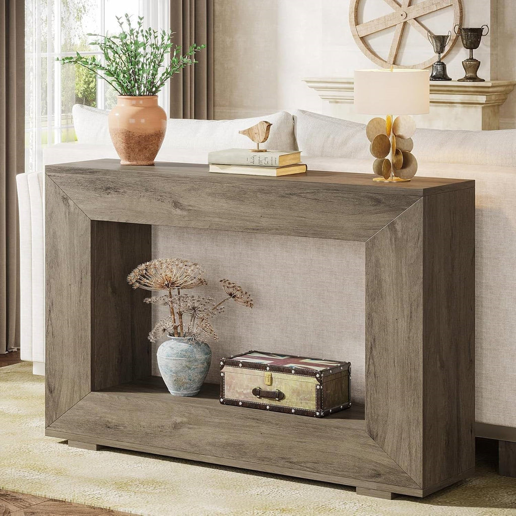 Modern Farmhouse 47-inch Long Entryway / Console Table in Grey Wood Finish HomePacific