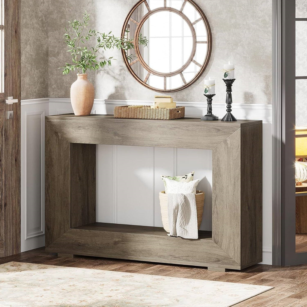 Modern Farmhouse 47-inch Long Entryway / Console Table in Grey Wood Finish HomePacific