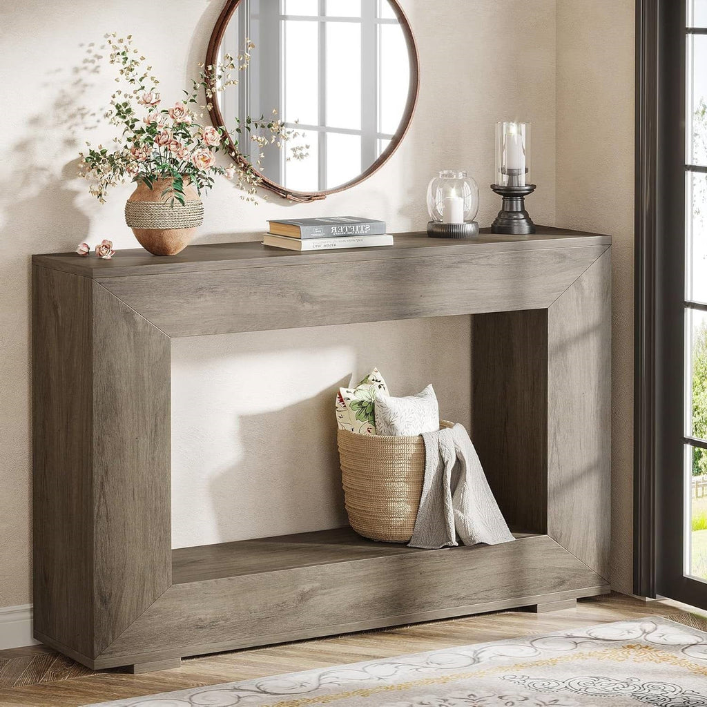 Modern Farmhouse 47-inch Long Entryway / Console Table in Grey Wood Finish HomePacific