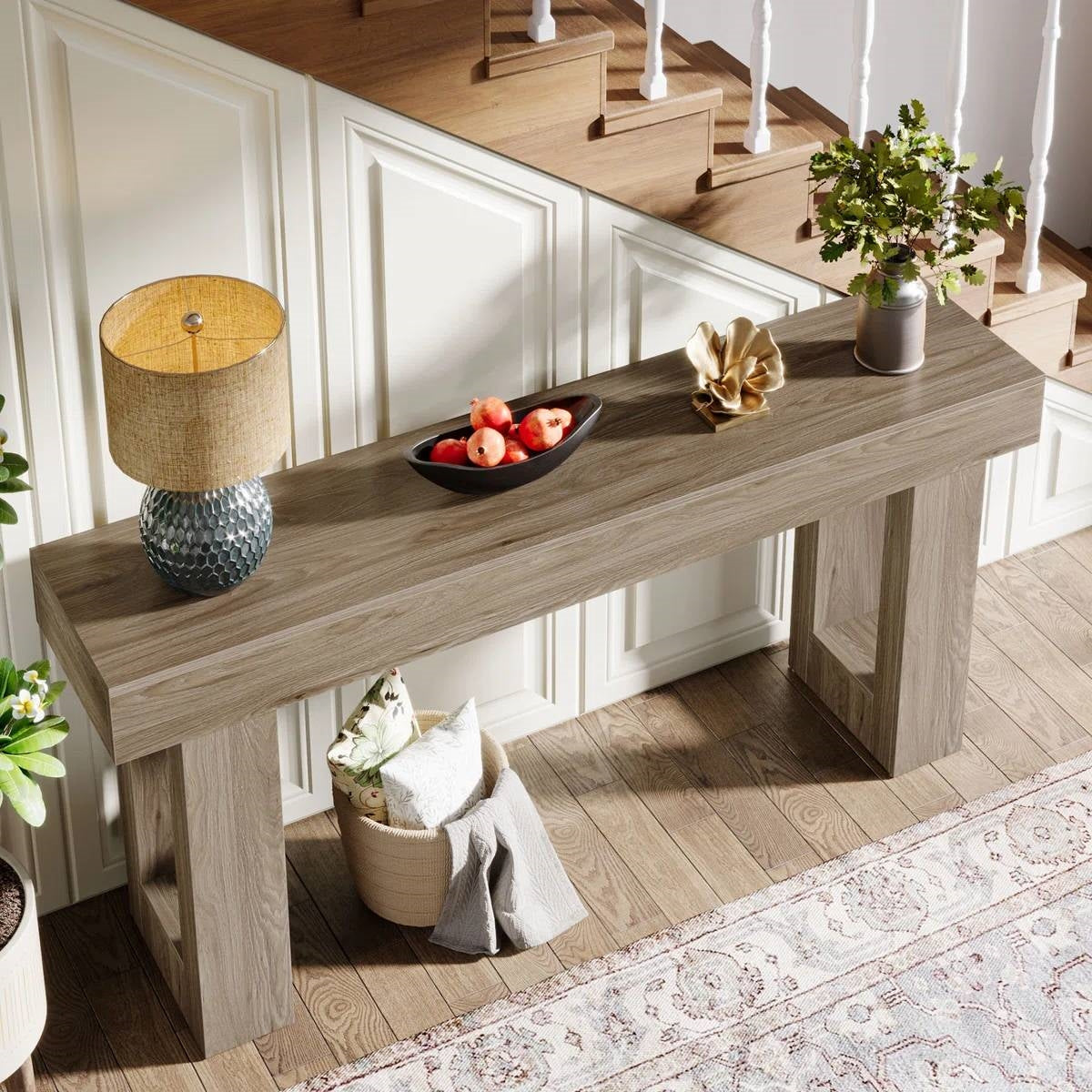Modern Farmhouse 63-inch Entryway Console Sofa Table in Grey Wood Finish HomePacific