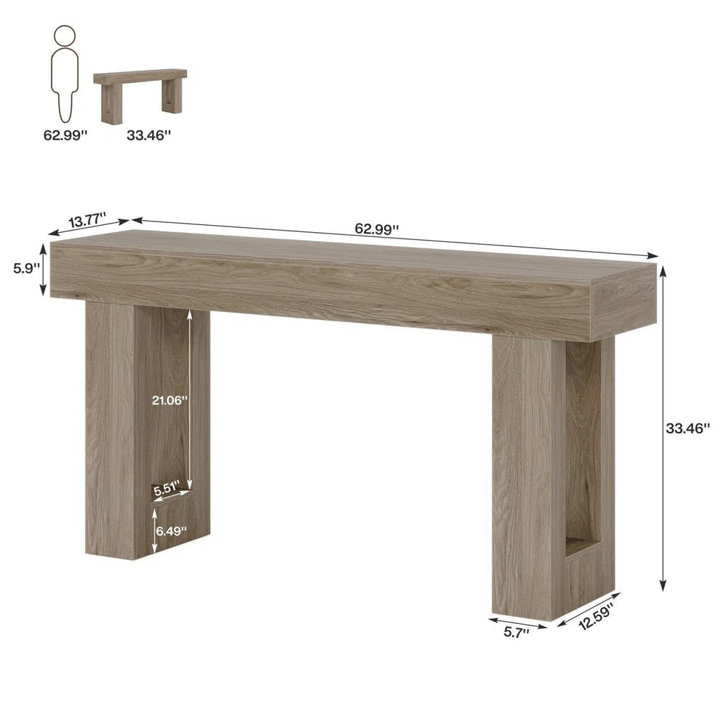 Modern Farmhouse 63-inch Entryway Console Sofa Table in Grey Wood Finish HomePacific
