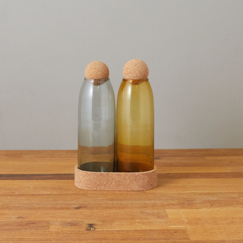 Glass & Cork Cruet, Set of 2 Tea + Linen