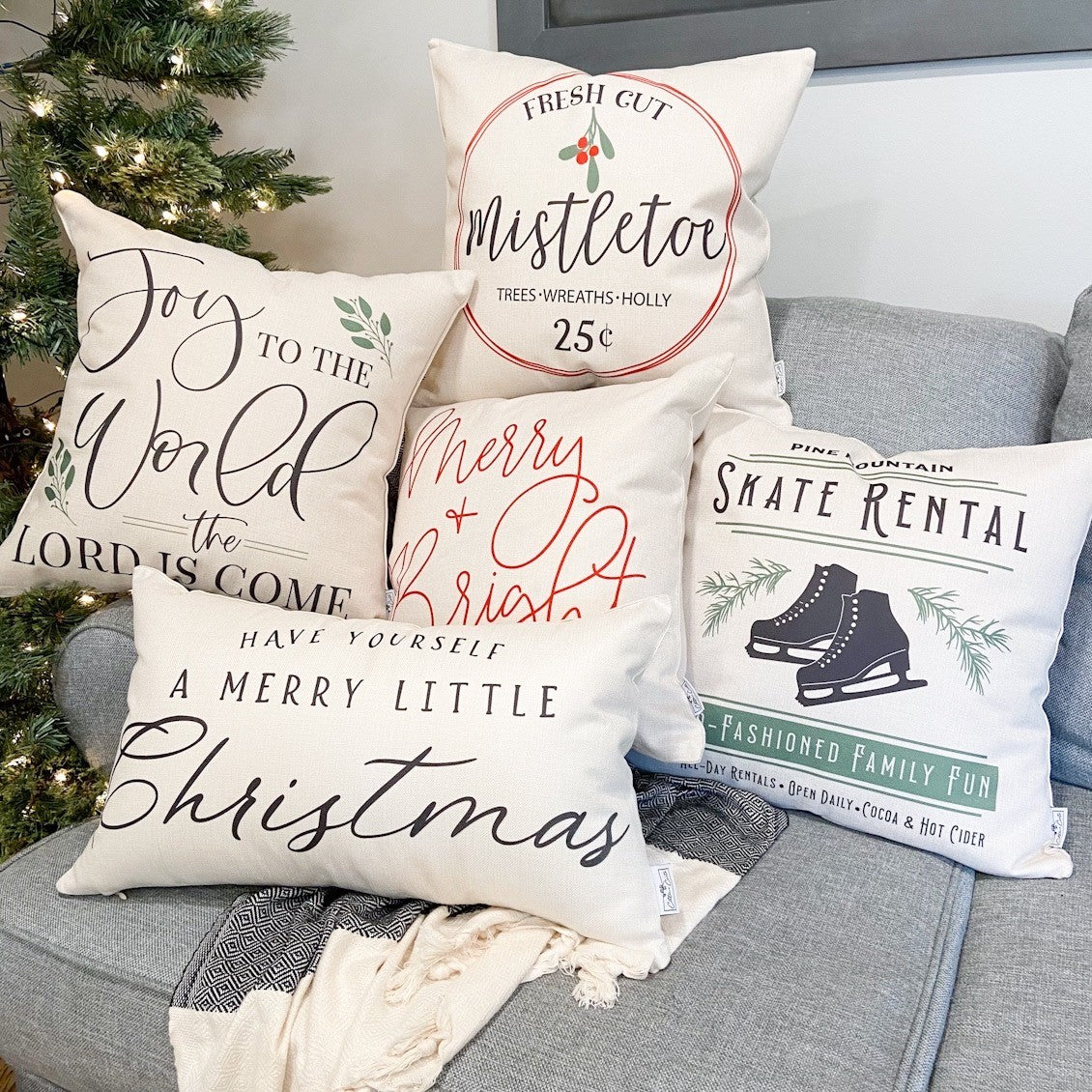 Fresh Cut Mistletoe #11 Pillow Cover — Fits 18x18 Insert Cotton and Crate