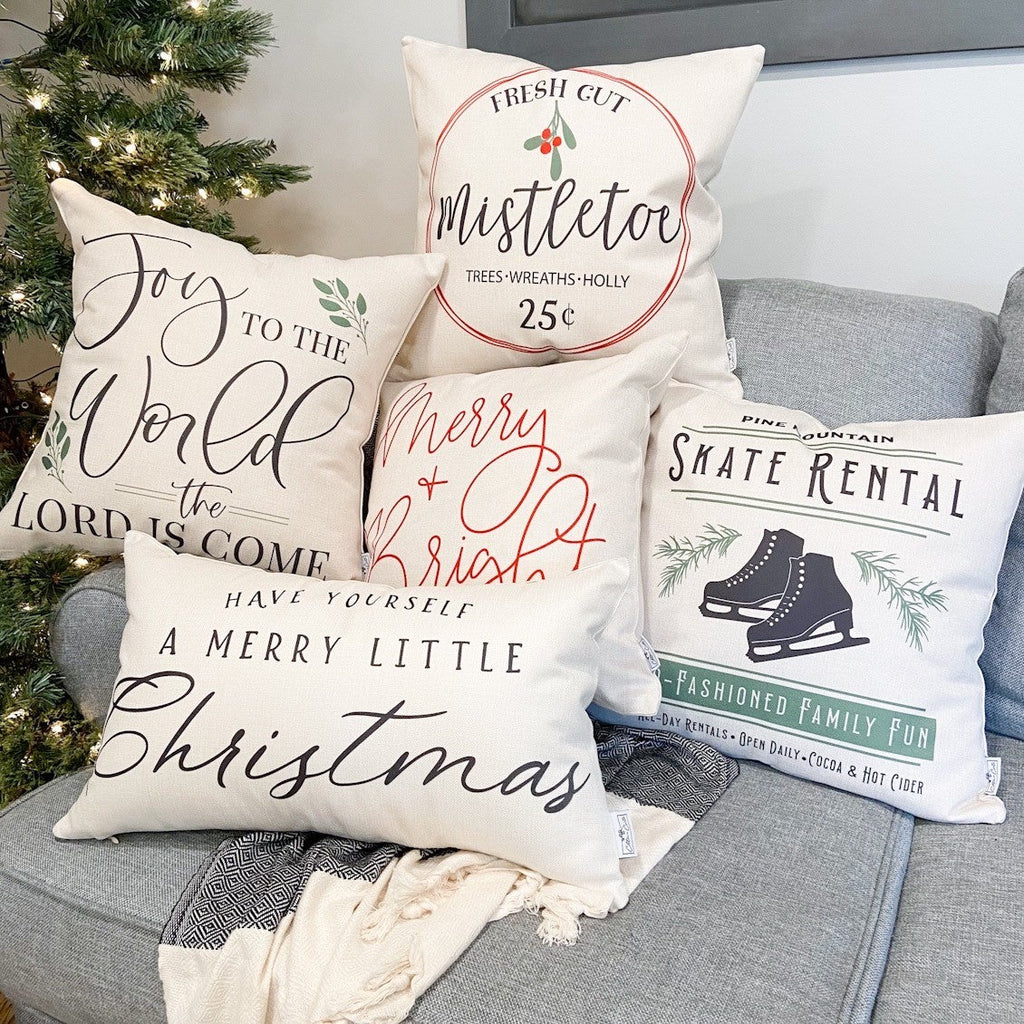 Merry and Bright Cursive #12 Pillow Cover — Fits 18x18 Insert Cotton and Crate