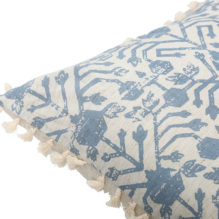 DecorBites™ Blue Tassel Cushion Cover 45x45cm/30x50cm for Home Decor, Boho Style Vintage Pillow