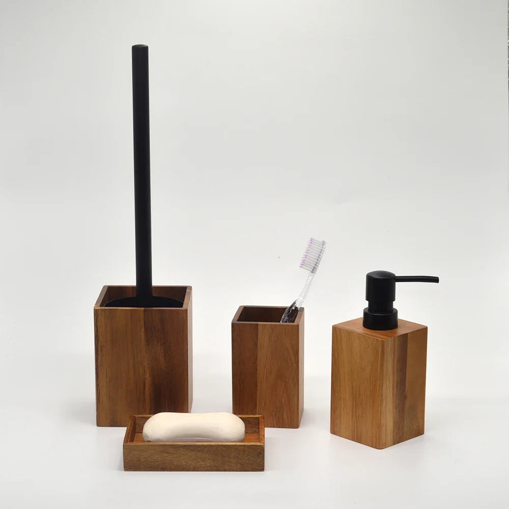 Acacia Wood Bathroom Accessories Set : MODISH HOME LAB :