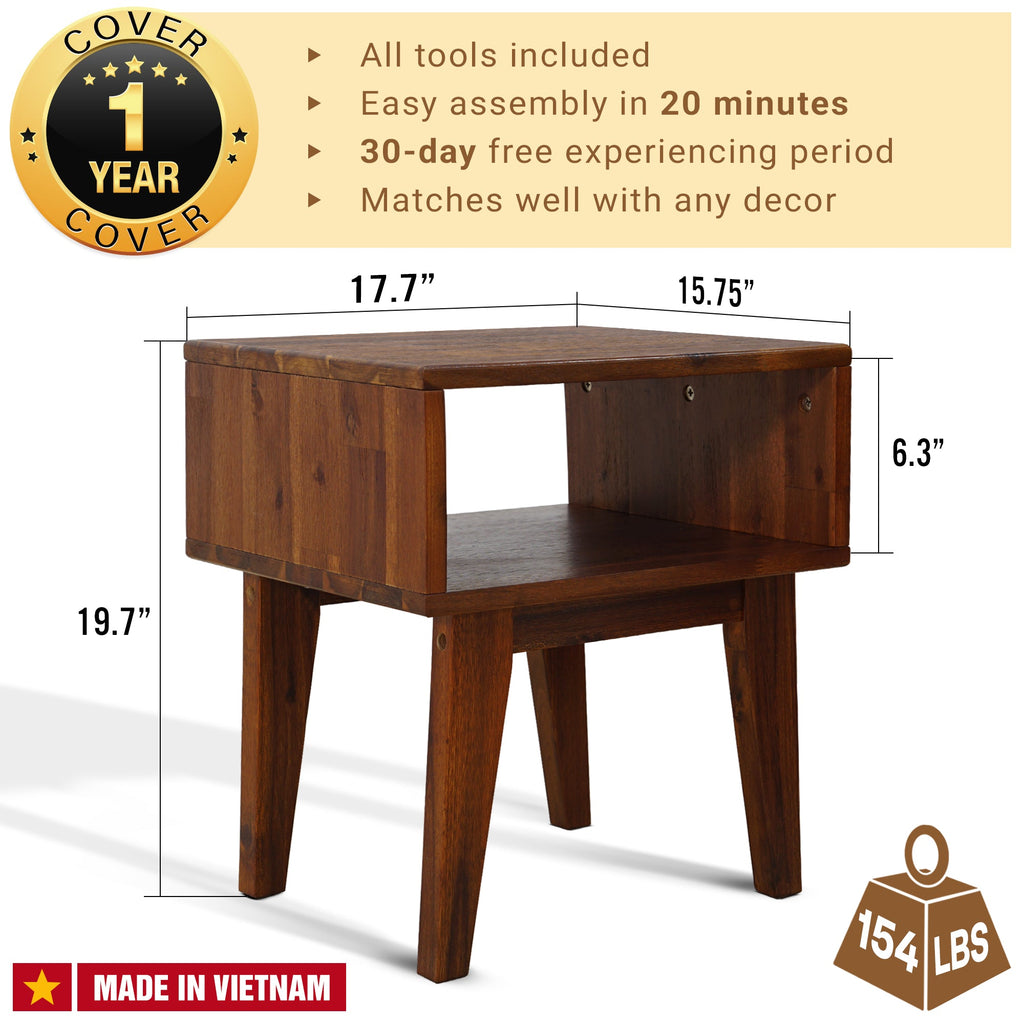 Serena Solid Wood Nightstand Megsu