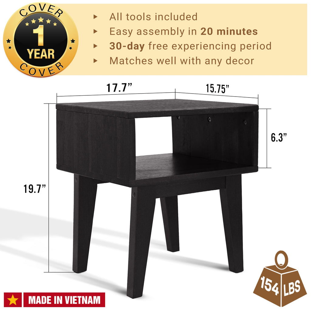 Serena Solid Wood Nightstand Megsu