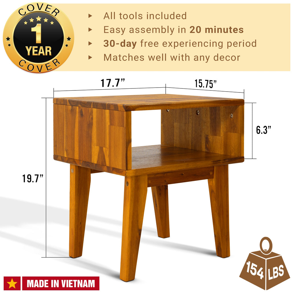 Serena Solid Wood Nightstand Megsu
