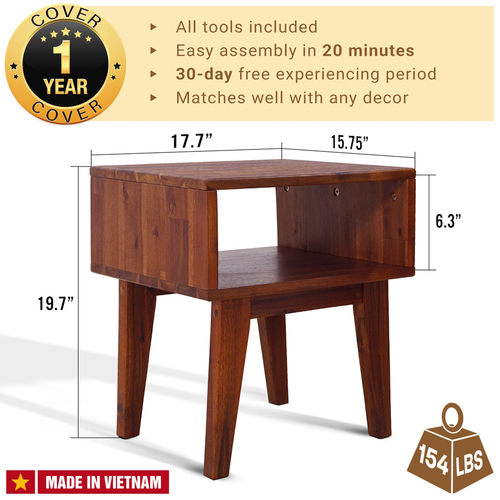Serena Solid Wood Nightstand Megsu