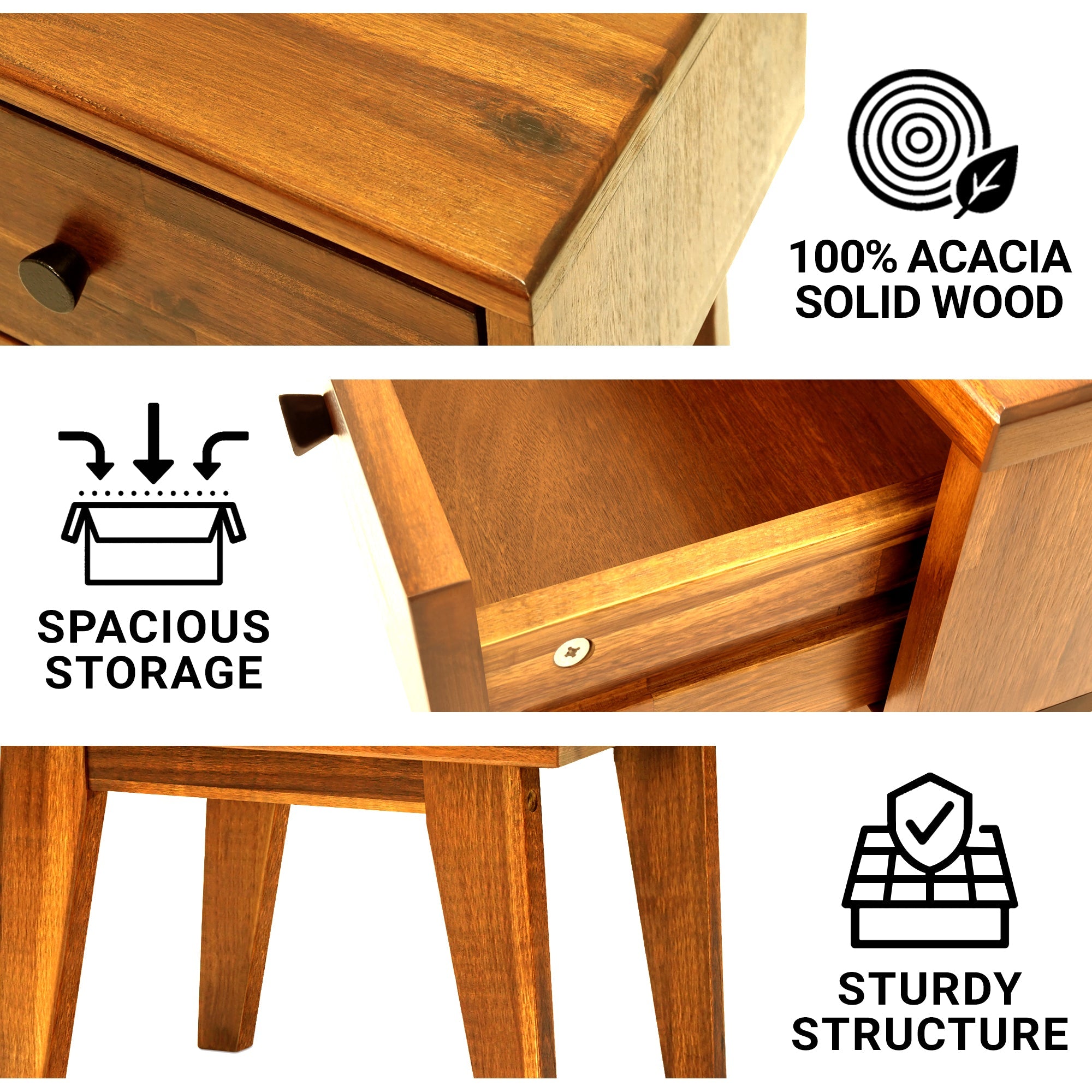 Sofia Solid Wood Nightstand Megsu