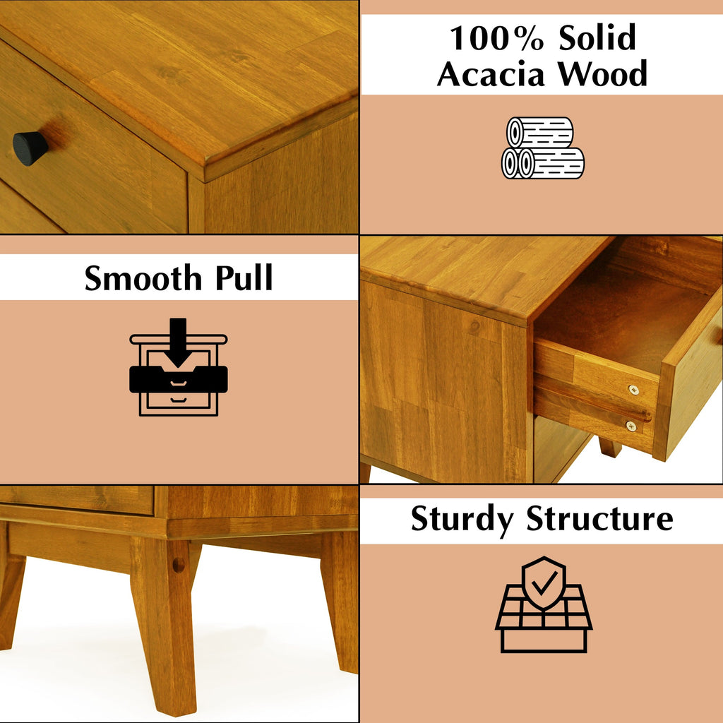 Silvia Solid Wood Nightstand Megsu