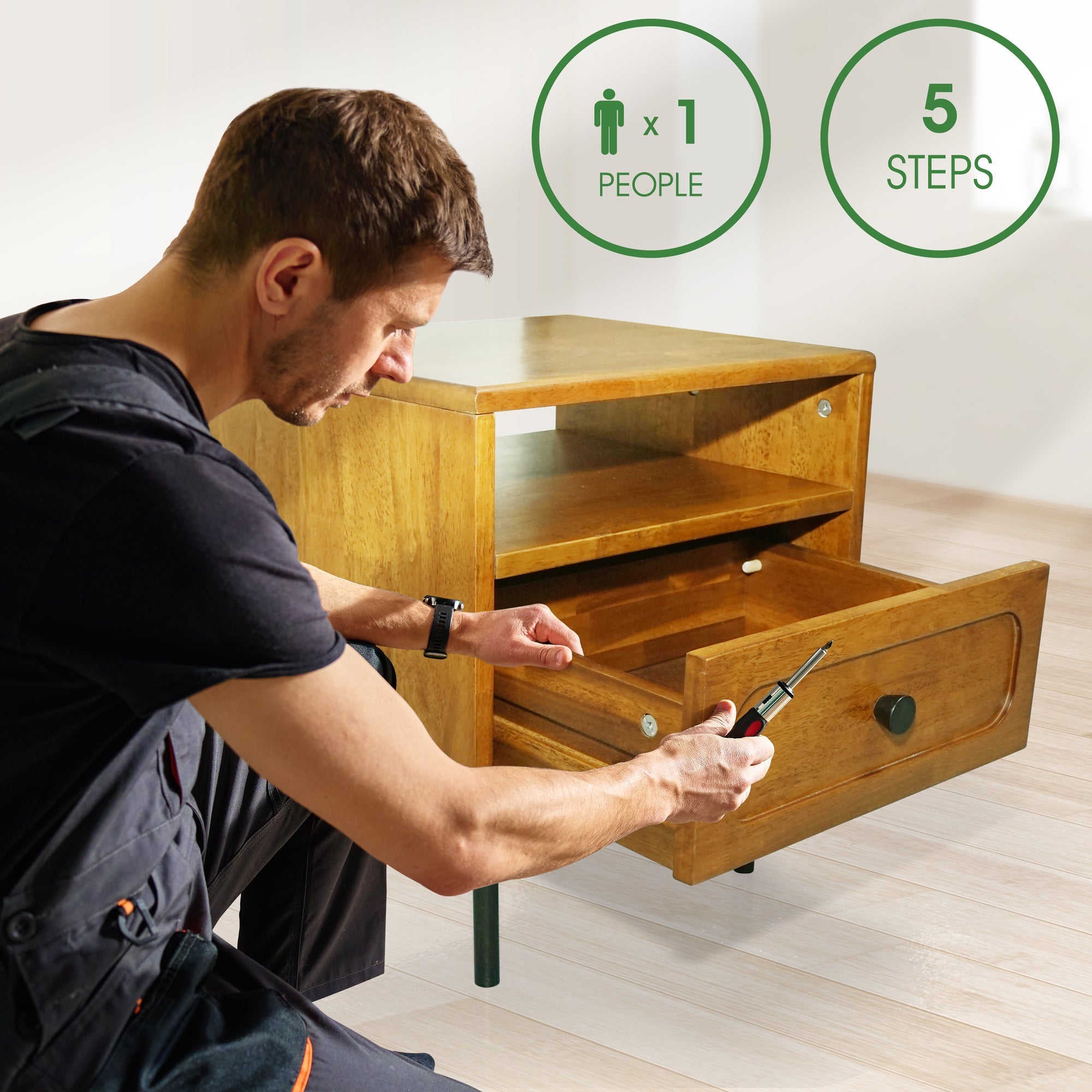 Savana Solid Wood Single-Drawer Nightstand Megsu