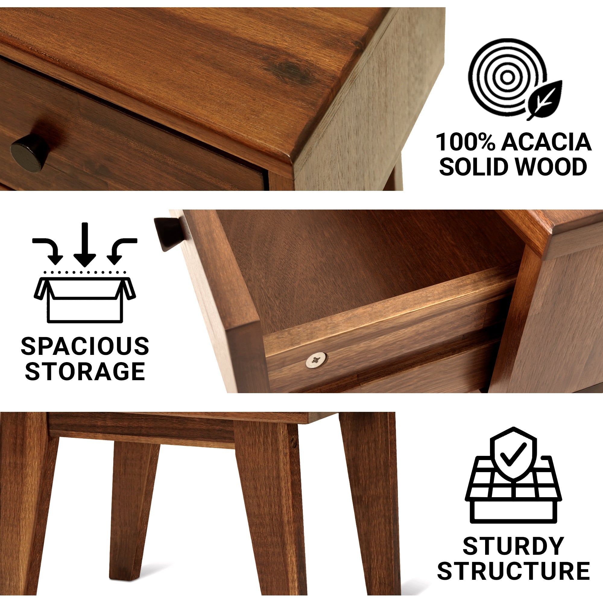 Sofia Solid Wood Nightstand Megsu