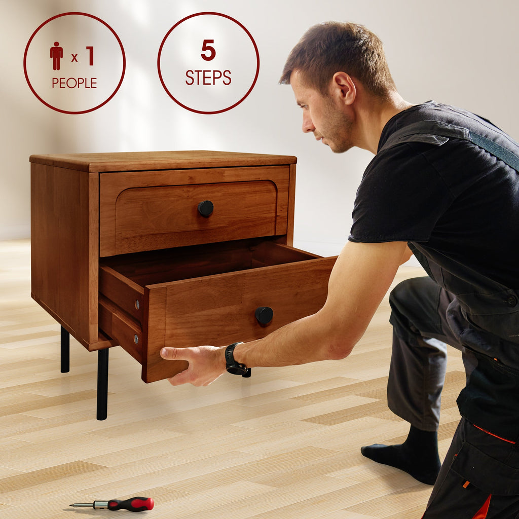 Savana Solid Wood 2-Drawer Nightstand Megsu