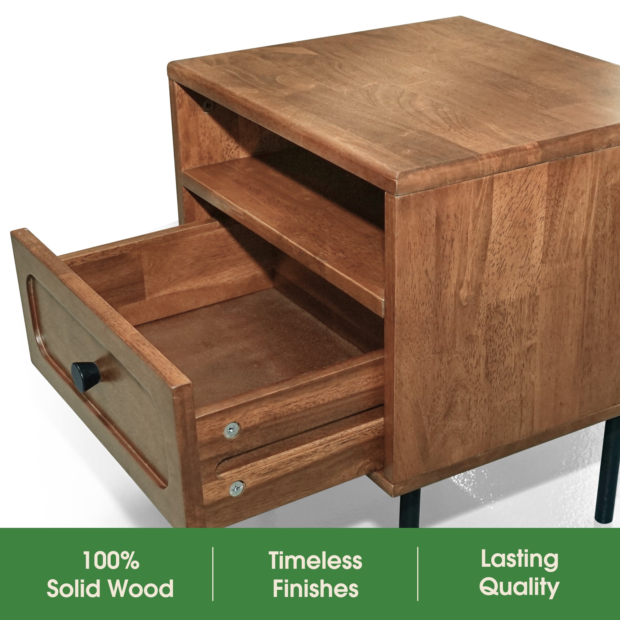 Savana Solid Wood Single-Drawer Nightstand Megsu