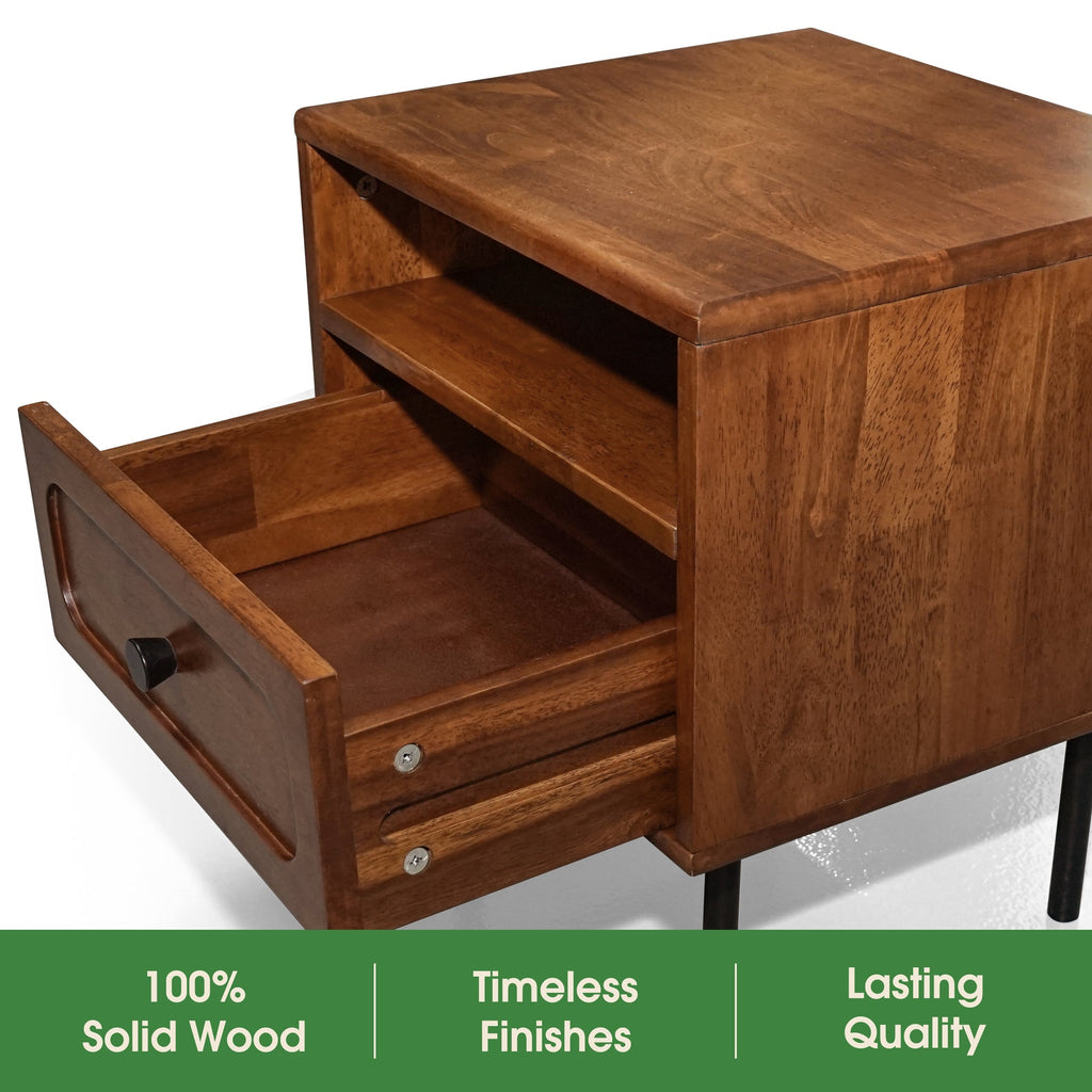 Savana Solid Wood Single-Drawer Nightstand Megsu