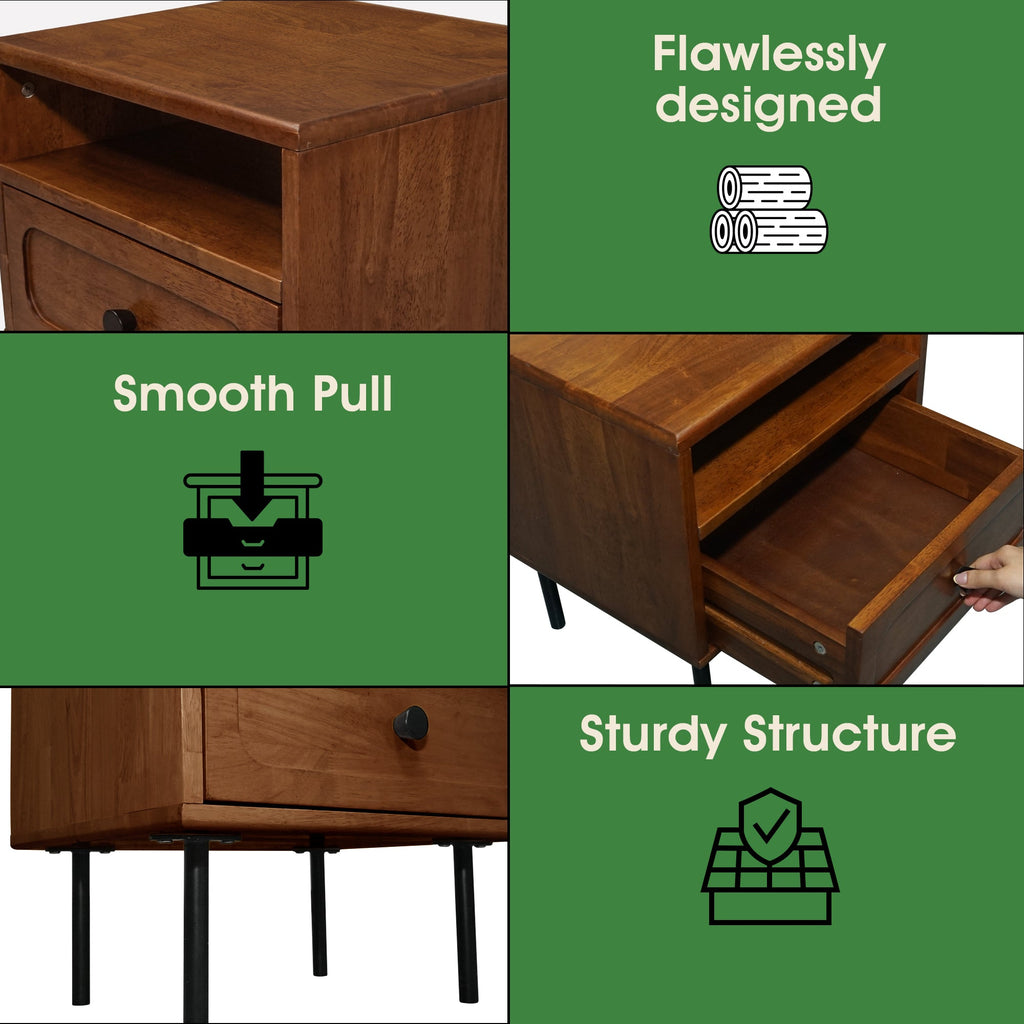 Savana Solid Wood Single-Drawer Nightstand Megsu