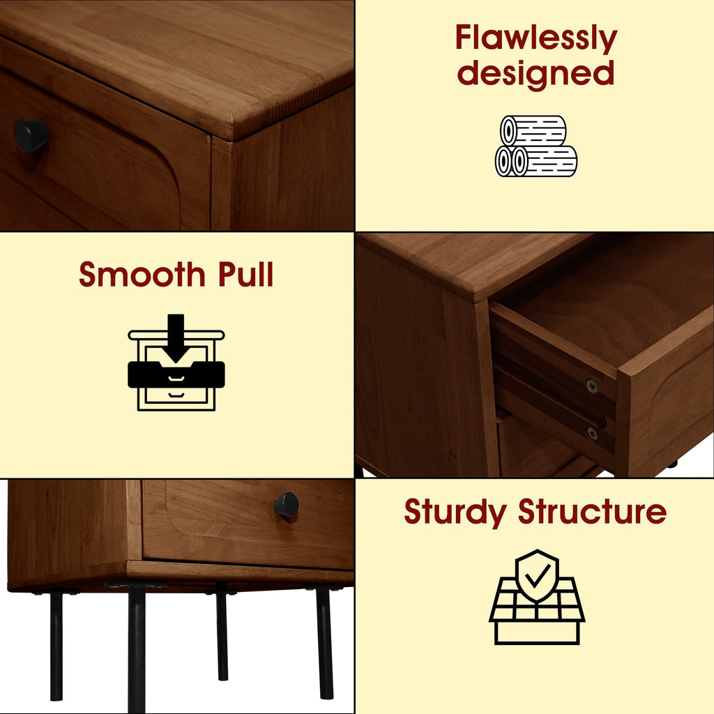 Savana Solid Wood 2-Drawer Nightstand Megsu