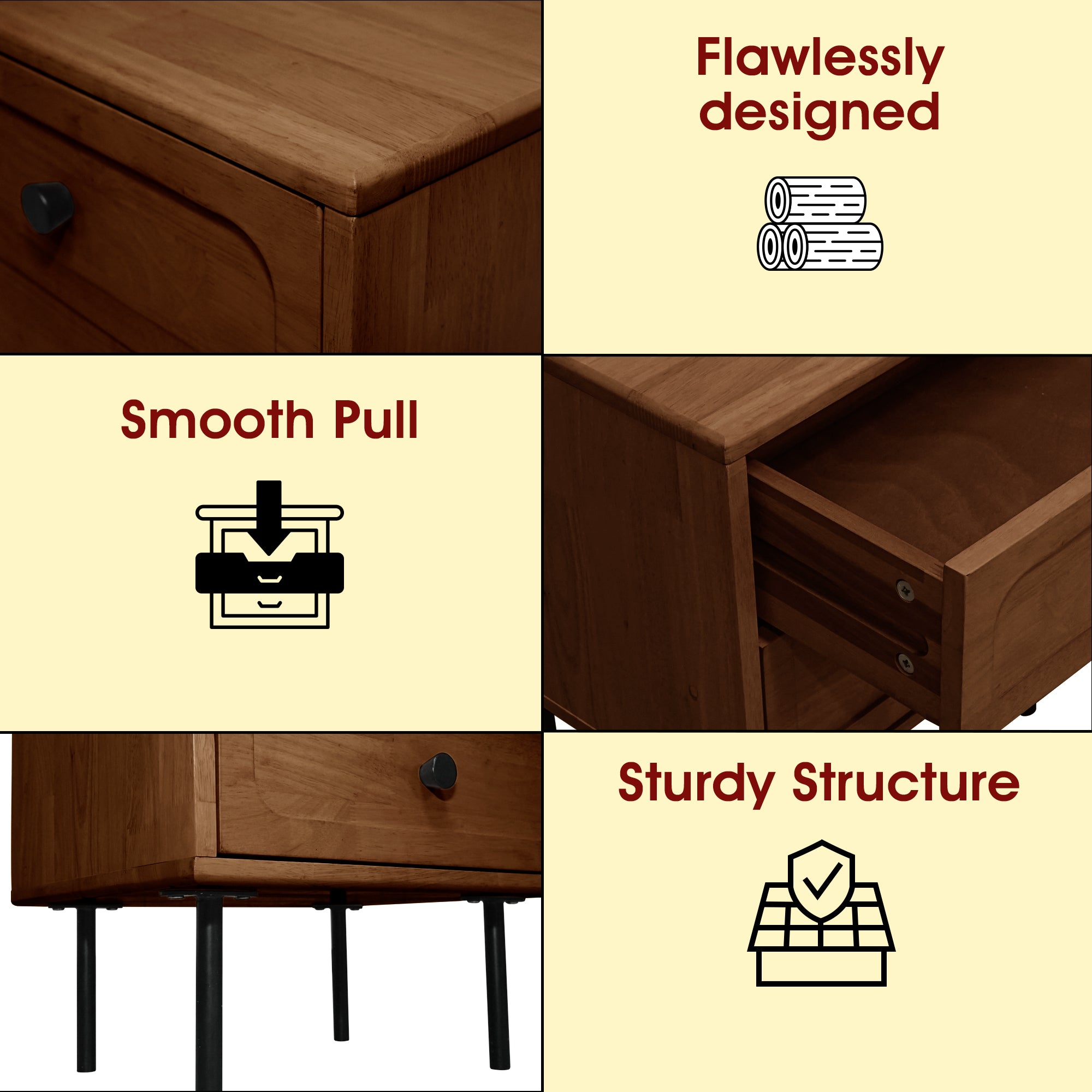 Savana Solid Wood 2-Drawer Nightstand Megsu