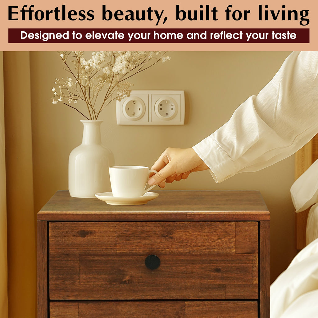 Silvia Solid Wood Nightstand Megsu