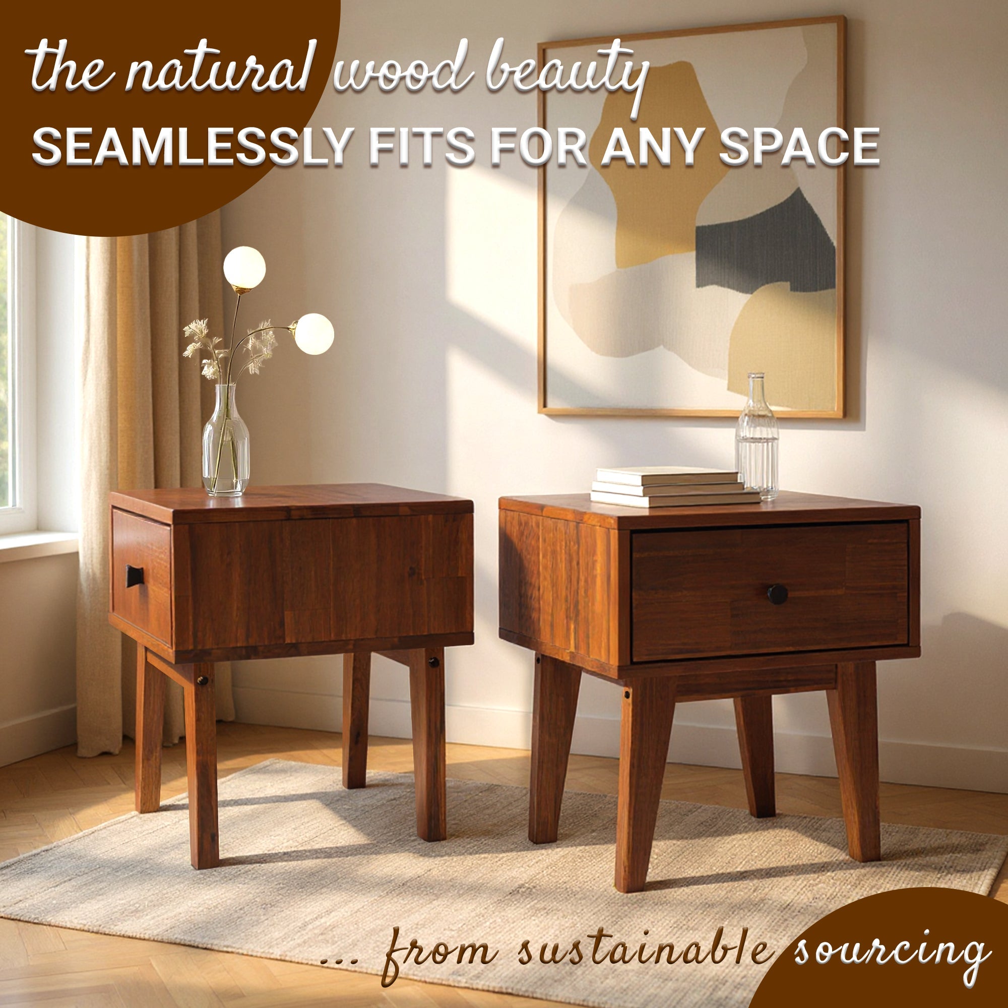 Sofia Solid Wood Nightstand Megsu